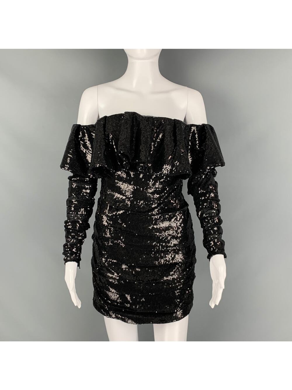 ATTICO Size 0 Black Polyester Sequined Mini Dress
